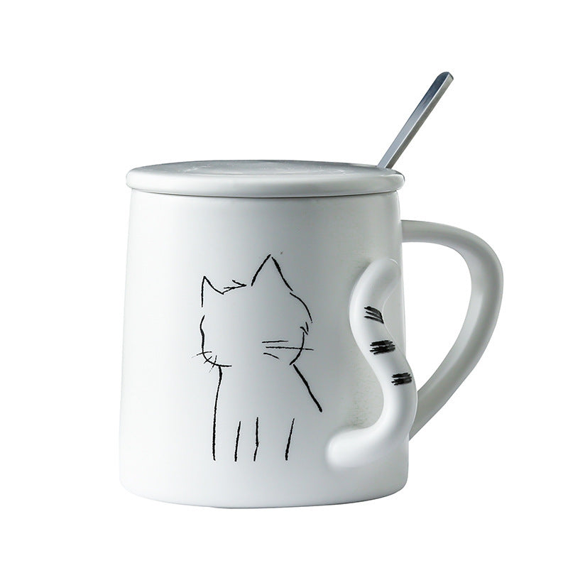 Japanese style cat tail ceramic mug