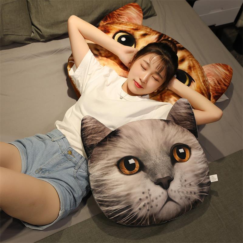 Cartoon simulation 3D cat head cushion