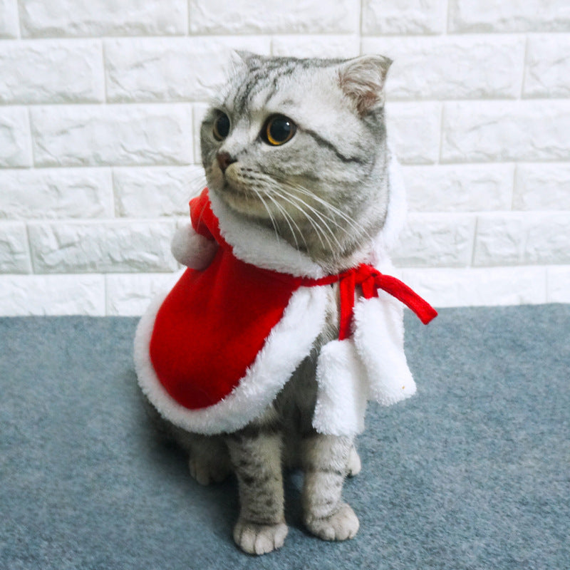 Pet Cloak Shawl Cat Christmas Clothes New Year Dress Up Small Dog Cloak Clothes Spring Festival