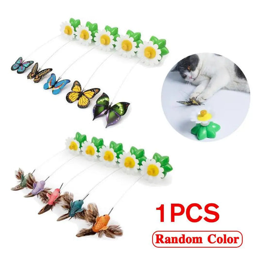 1PCS Electric Butterfly Cat Toy Shake Rotating Flying Automatic Humming Bird Intelligence Training Funny Pet Toys Random Color