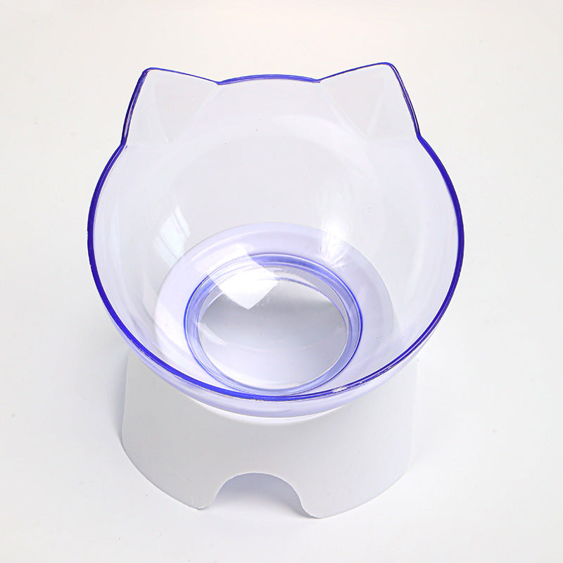 Protect The Cervical Spine Cat Bowl Cat Feeding And Drinking Pet Transparent Double Bowl Cat Food Bowl Plastic Bowl