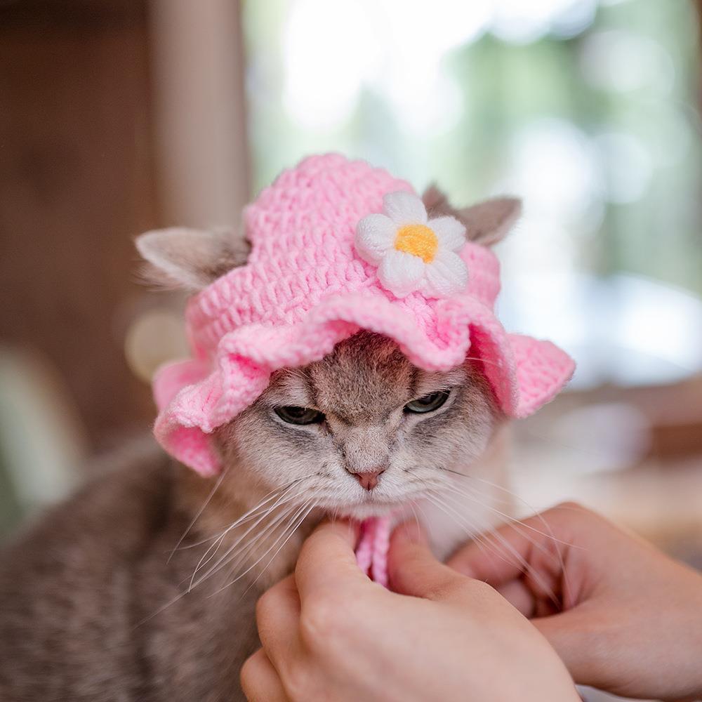 Maid Horn Lace Pet Cat Knitted Hat