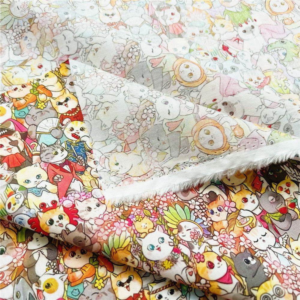 Full Print Cat Cotton Poplin Handmade DIY Fabric