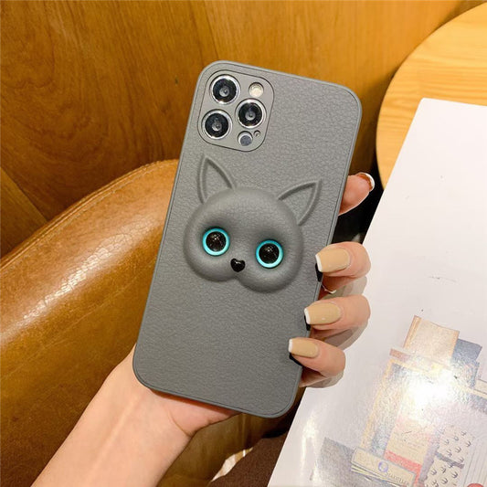 Three-dimensional Cartoon Cat Phone Case With 3D Eyes