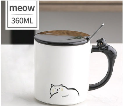 Japanese style cat tail ceramic mug