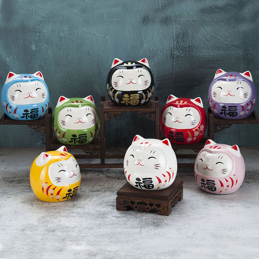 Ceramic Small Da Mo Zhaocai Cat Savings Can