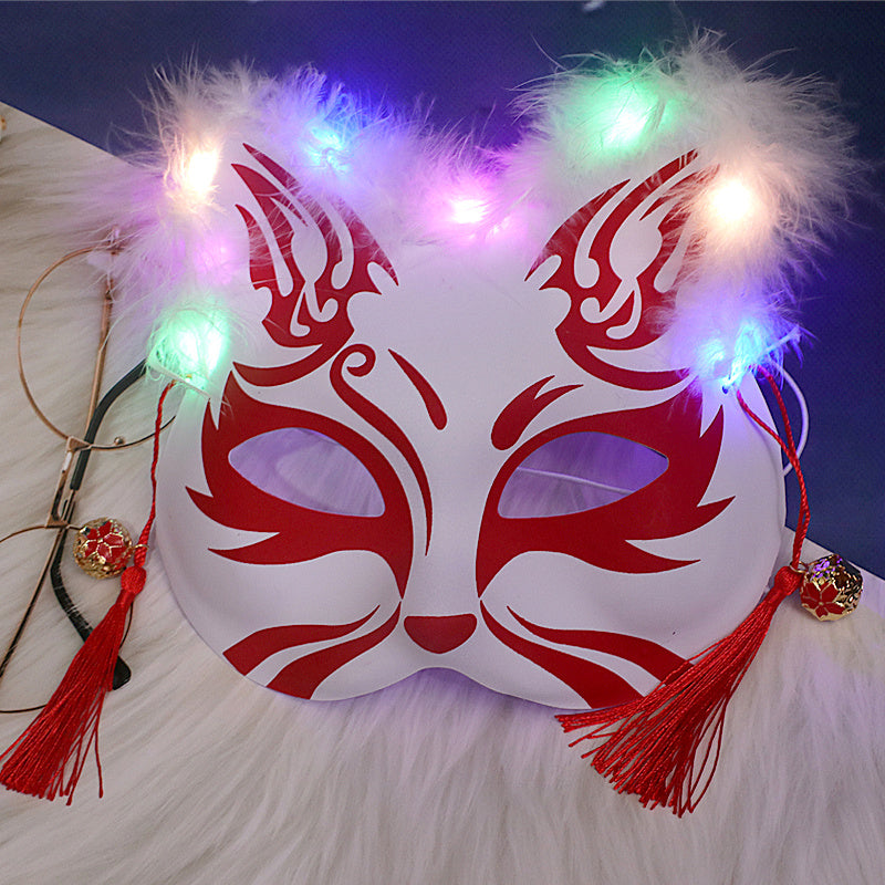 Luminous Feather Fox Mask Two-faced Cat