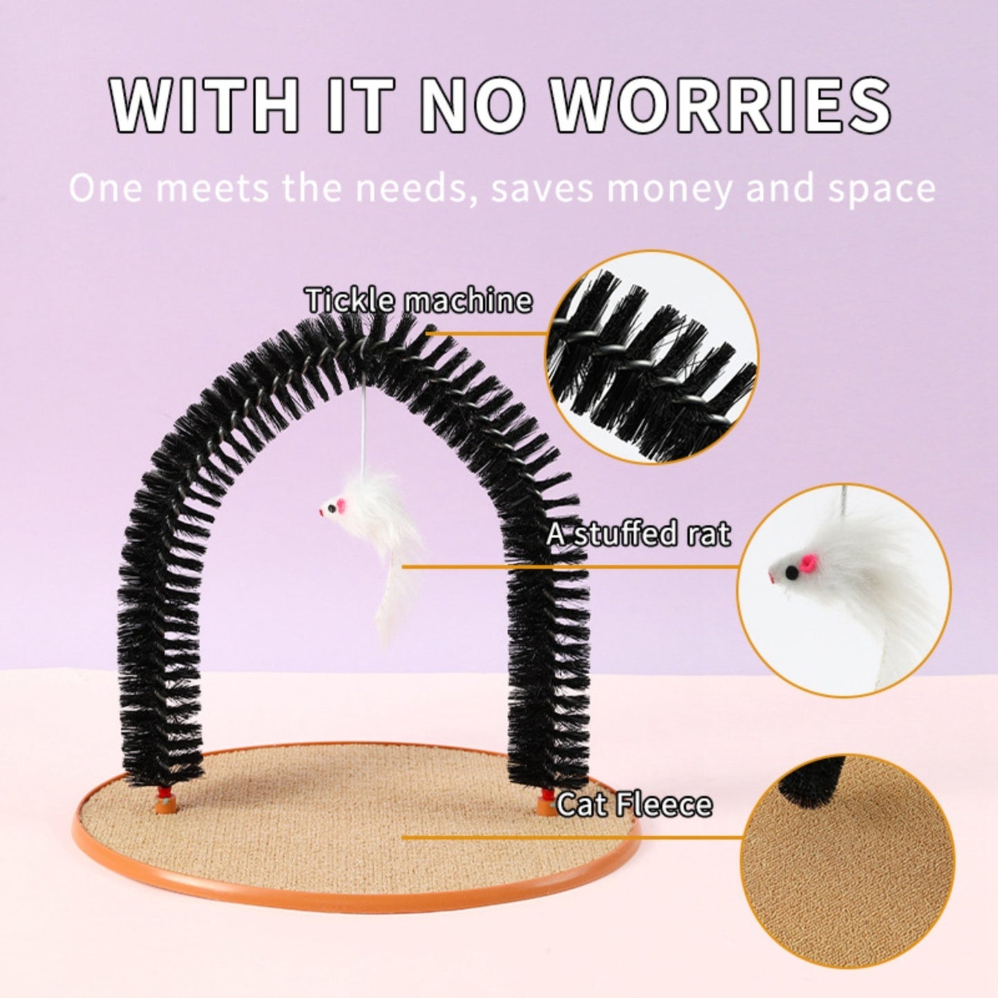 Cat Hair Rub And Anti-Itch Device Plastic Arch-Shaped Brush Cat Scratching Post Cat Toy Hair Grooming Self-Pleasure Little Mouse