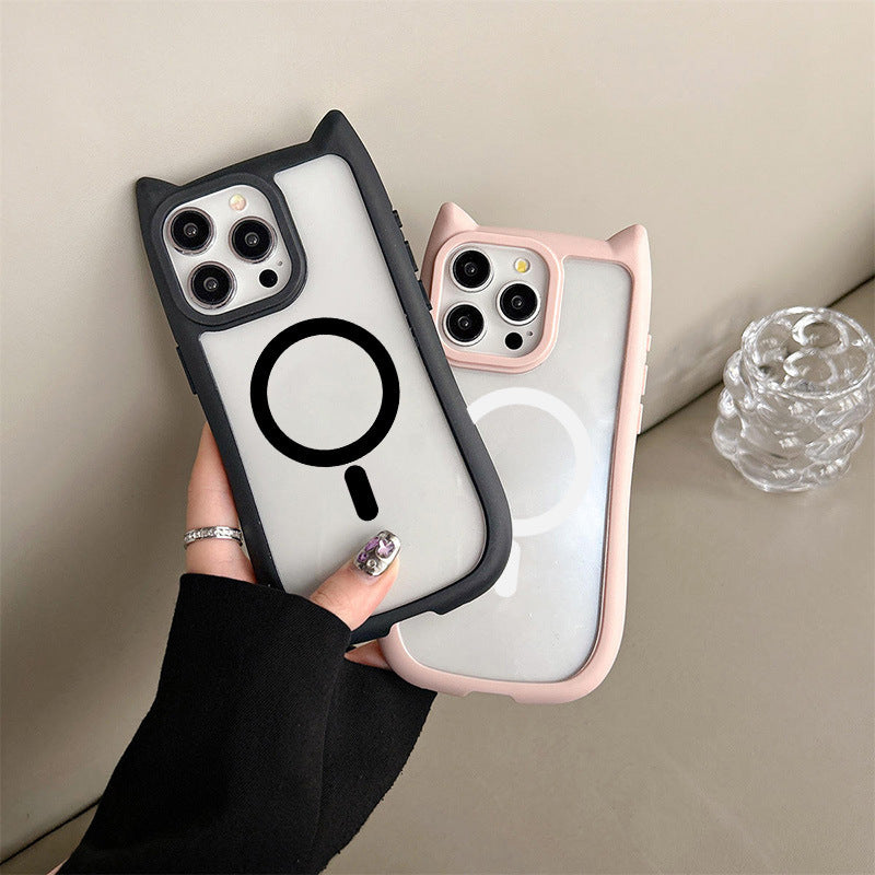 3D Cat Ear Acrylic Magnetic Phone Case