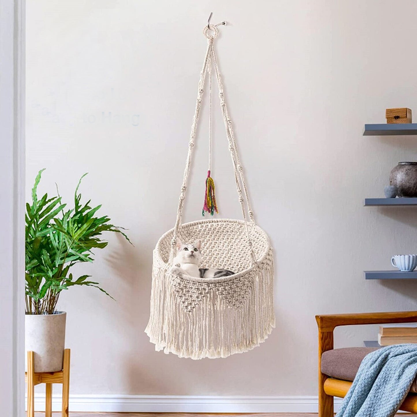 Nordic Bohemian Woven Tapestry Net Pocket Cat Nest