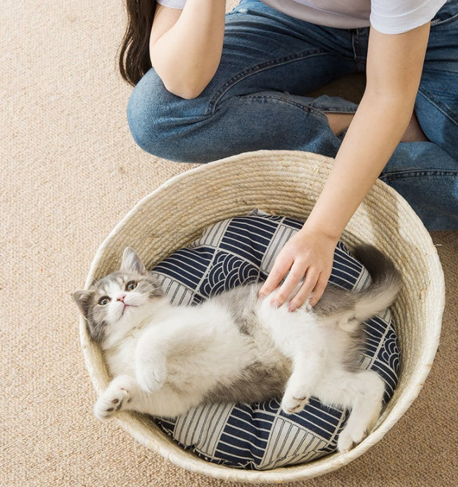 Japanese Rattan Cat Litter, Universal In Summer, Cat Litter, Warm Kennel Mat, Straw Cat Bed, Pet Litter