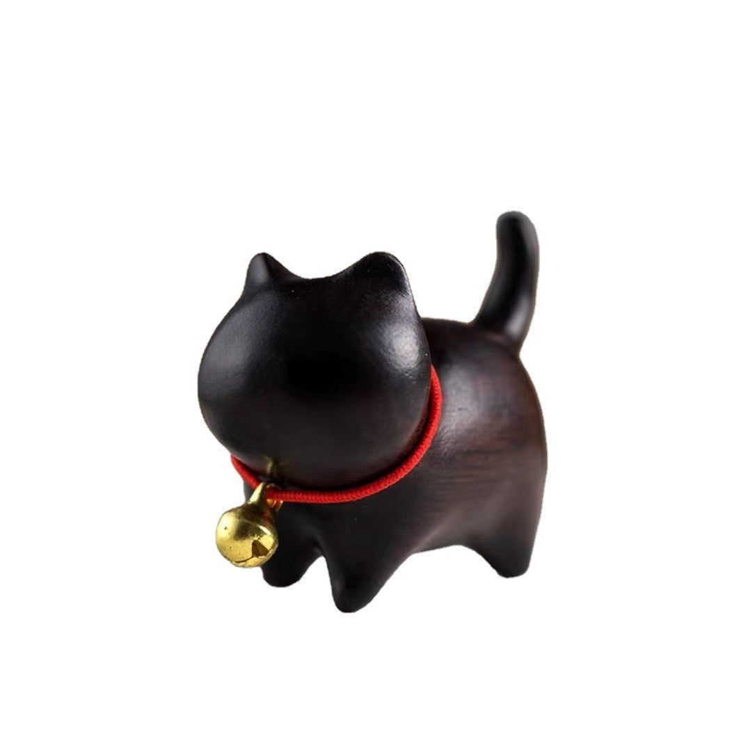 Guajacwood Head Tilt Cute Fortune Cat Proud Cat Desktop Decoration