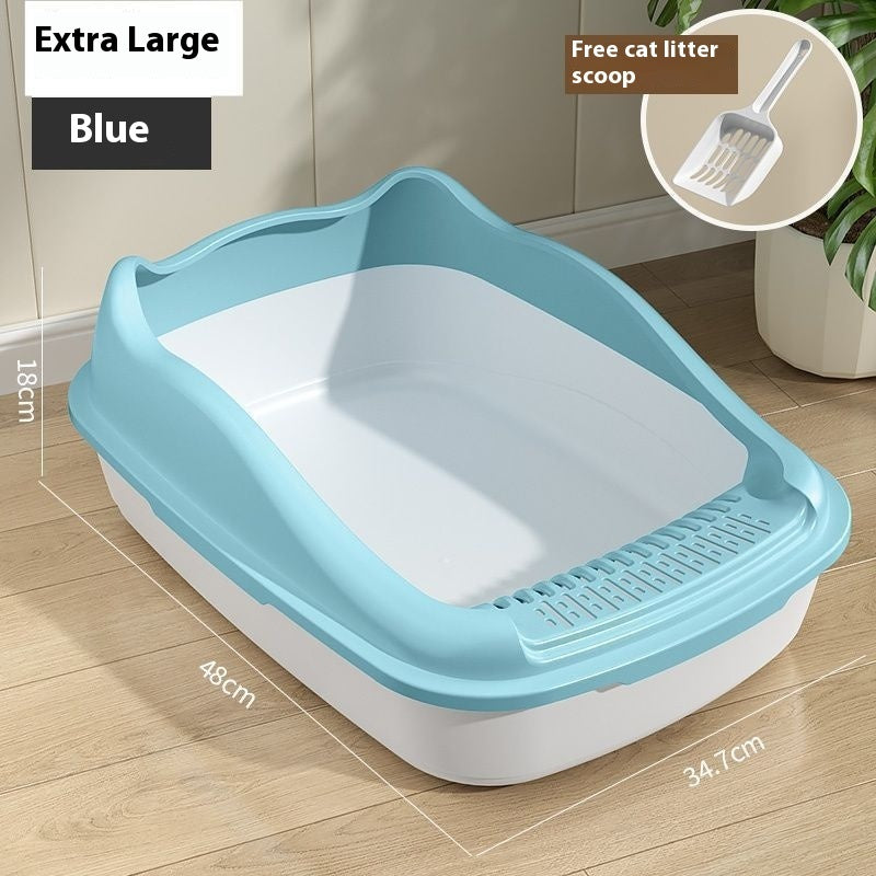 Litter Box Oversized Semi-enclosed Cat Toilet Anti-splash Cat Poop Basin