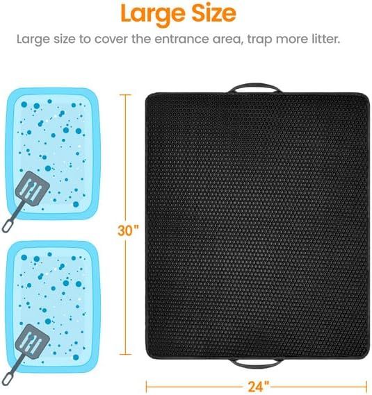 Cat Litter Mat Cat Litter Trapping Mat Honeycomb Double Layer Design Urine And Water Proof Material Scatter Control Less Waste Easier To Clean Washable