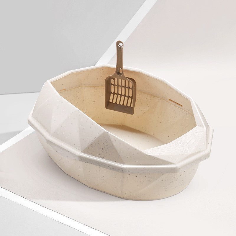 Plastic Anti-sputtering Diamond-shaped Semi-enclosed Cat Litter Box