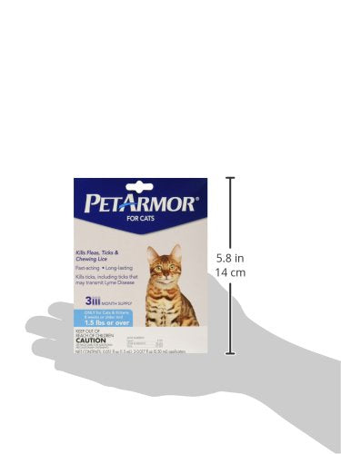 PetArmor for Cats, Flea & Tick Treatment for Cats (Over 1.5 Pounds), Includes 3 Month Supply of Topical Flea Treatments