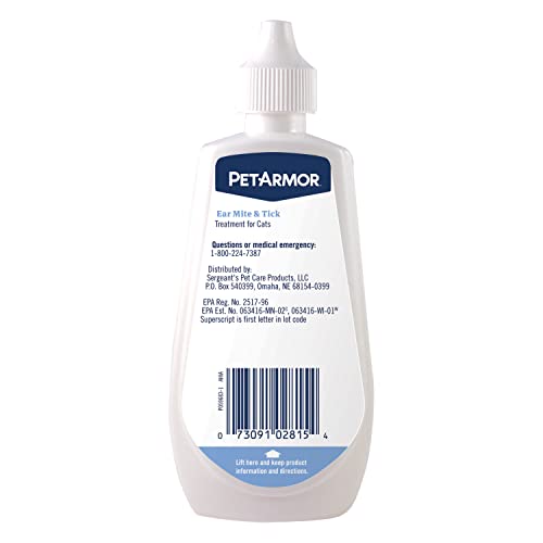 PetArmor Ear Mite and Tick Treatment for Cats, 3 oz