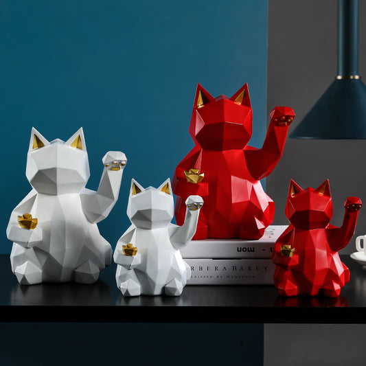 Creative geometric lucky cat ornaments