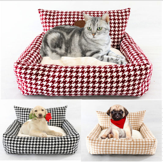 Fabric Houndstooth Sofa Cat Litter Removable And Washable