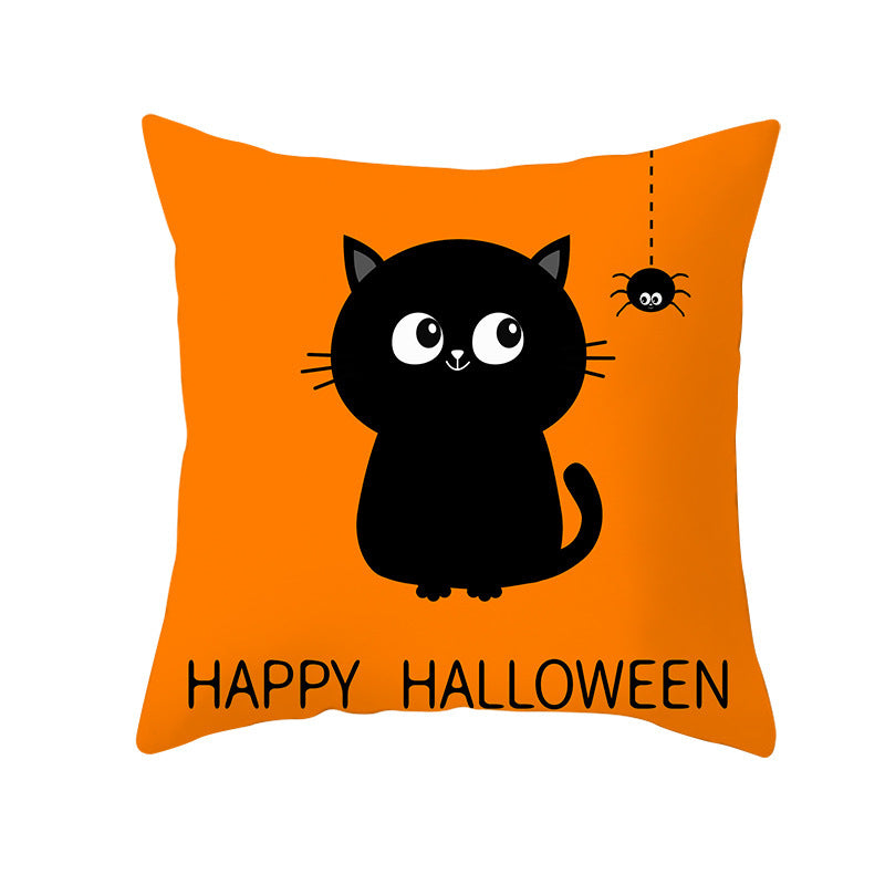 Halloween new pumpkin black cat pillowcase