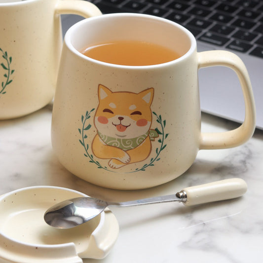 Cat and dog ceramic water cup