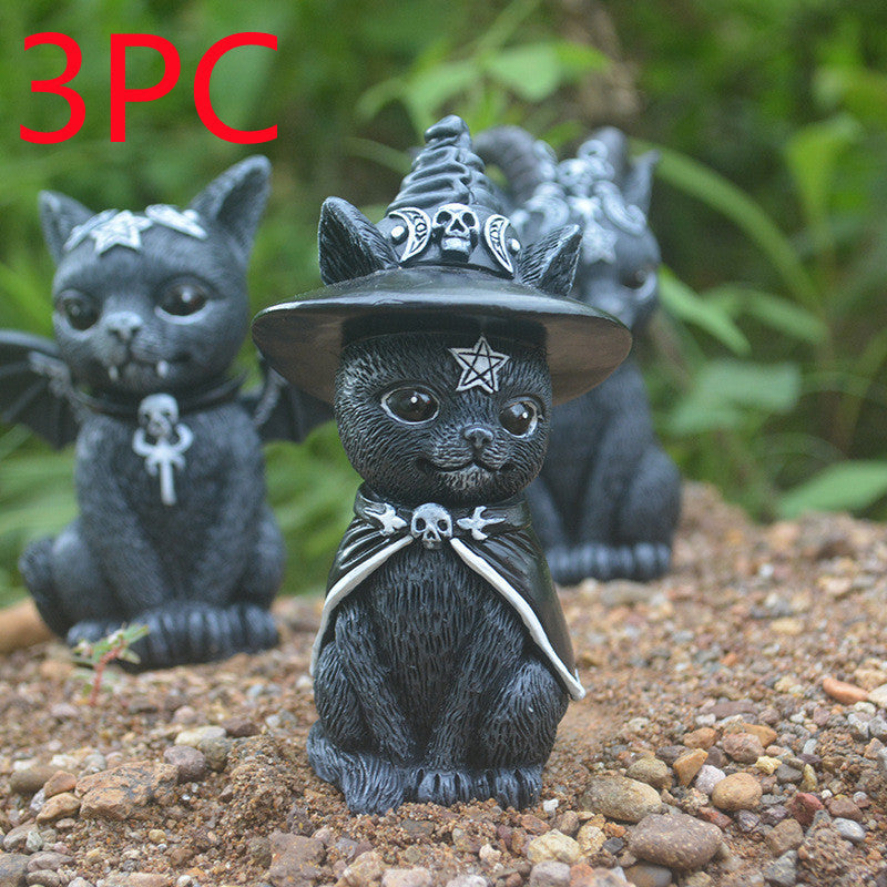 New Independent Station Halloween Magic Cat Resin Crafts