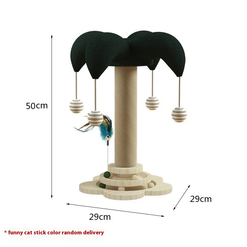 Cat Self-Hi Solid Wood Turntable Scratching Post Cat Teaser Durable Sisal Cat Climbing Frame