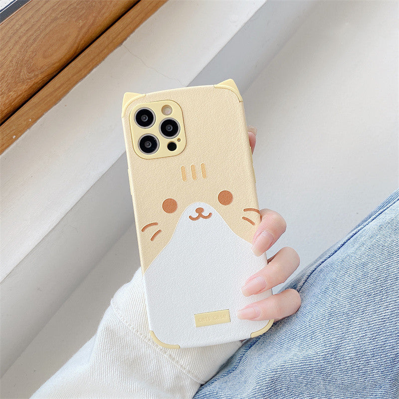 Compatible with Apple , Cartoon Cat Ears Mobile Phone Case Soft Shell Personality Creative Silicone Anti-fall Cover Tide