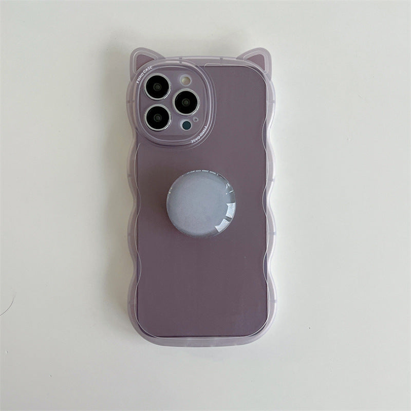 Cat Ear Solid Color Stand Phone Case