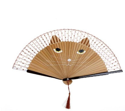 Japanese Cat Bamboo Fan