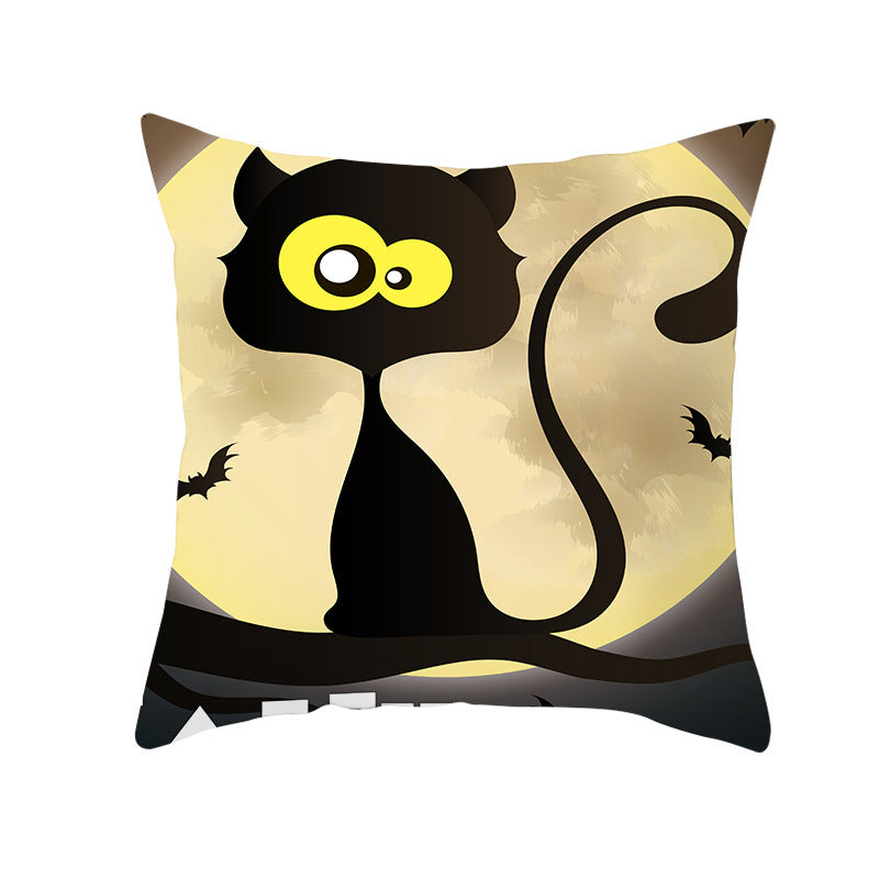 Halloween new pumpkin black cat pillowcase