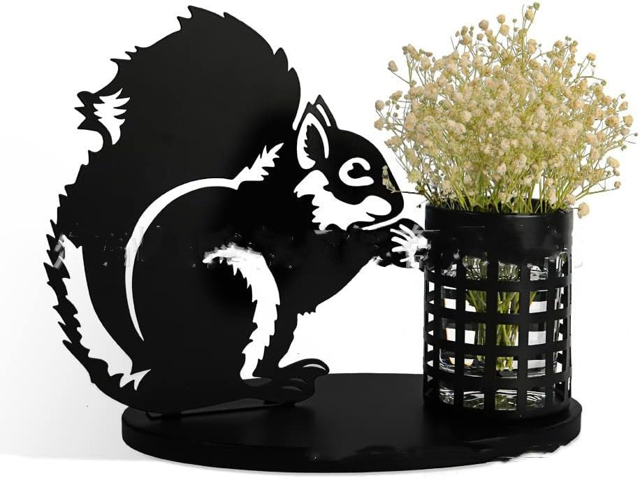 Black Metal Cat Squirrel Pen Holder