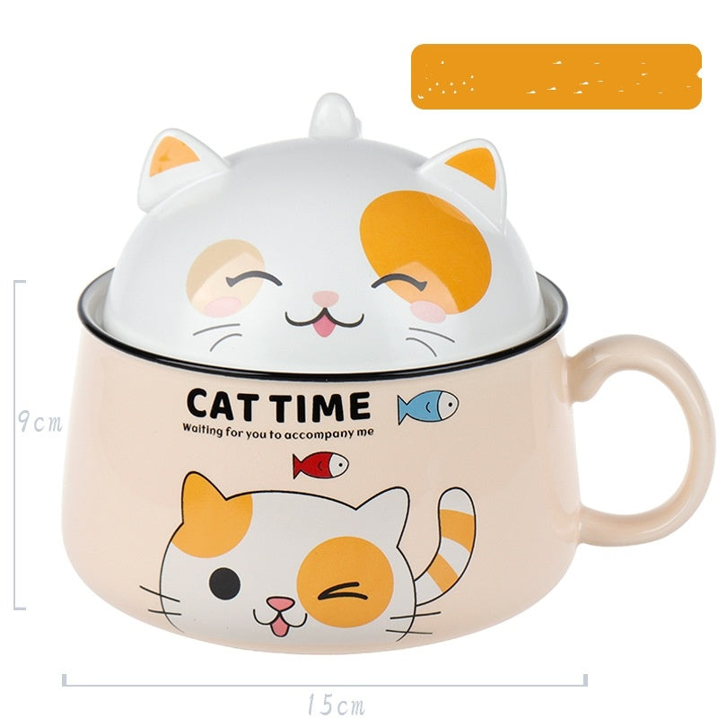 Large capacity cat cup instant noodle bowl