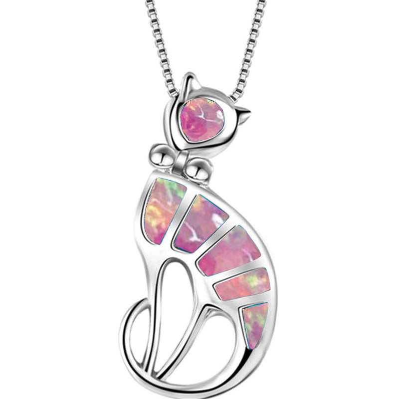 Epoxy cat necklace pendant fashion jewelry