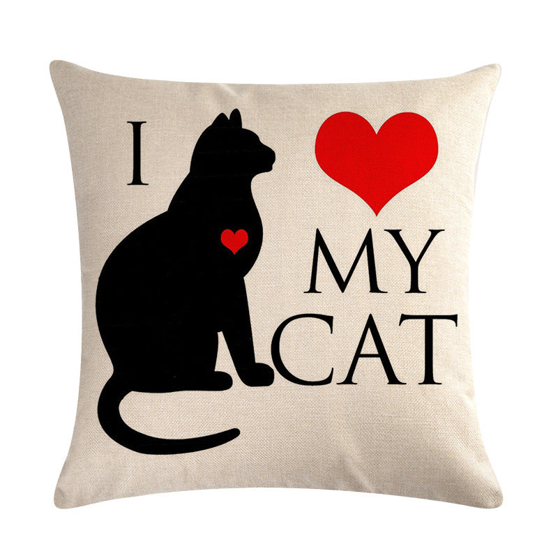 Little black cat series linen pillowcase