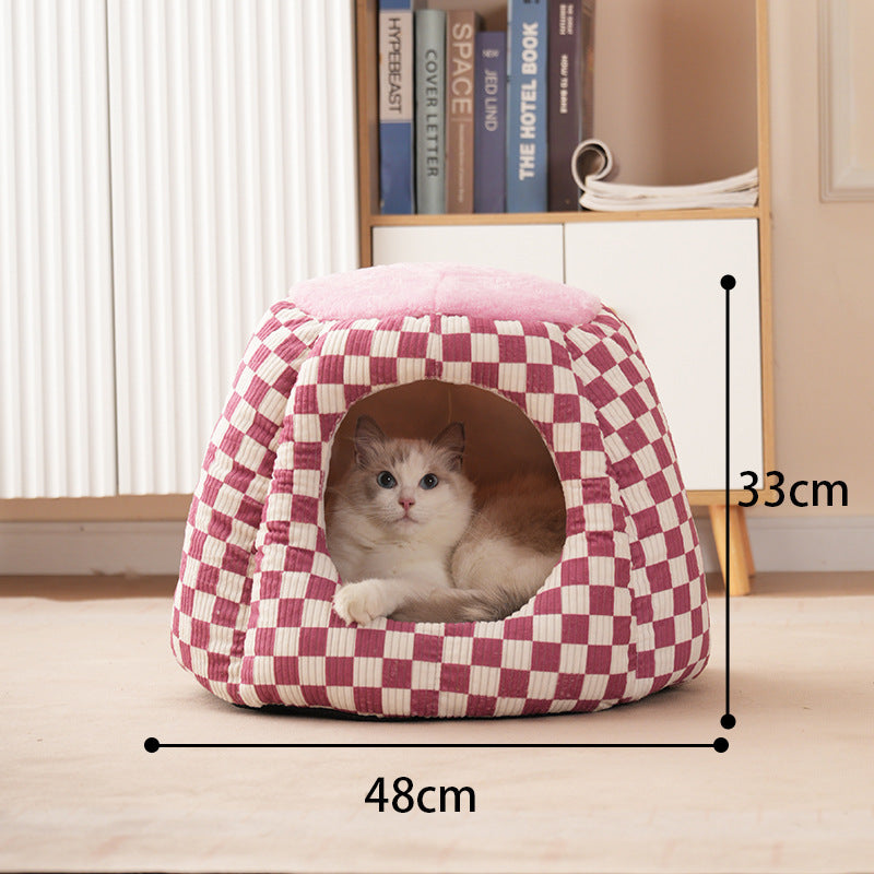 New Cat Litter Winter Warm Four Seasons Universal Closed Kennel Small Dog Internet Celebrity Cold Cat House Winter Thickened