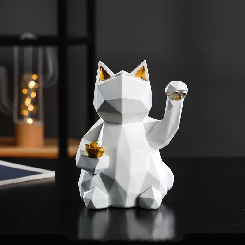 Creative geometric lucky cat ornaments