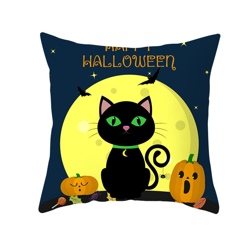 Halloween new pumpkin black cat pillowcase