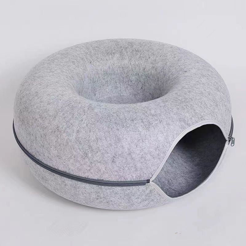 Donut Cat Bed Cats Cushion Nest Sleeping Kitten Cave Puppy Home Bed Cat Tunnel Interactive Game Toy