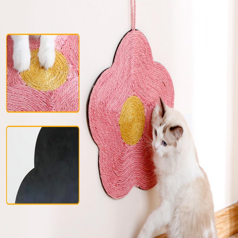 Traceless Hook Cat Scratch Pad Natural Sisal Cat Scratcher Mat Set Flower Orange Shape Claw Grinder Rug Indoor Cats Scratching