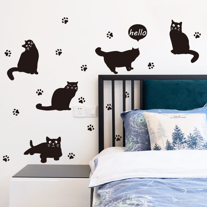 Removable Combination Cartoon Black Cat Decorative Wall Sticker