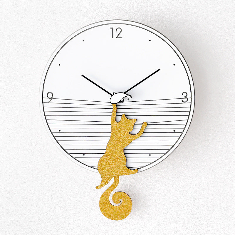 Fashionable Wagtail Cat Silent Clock