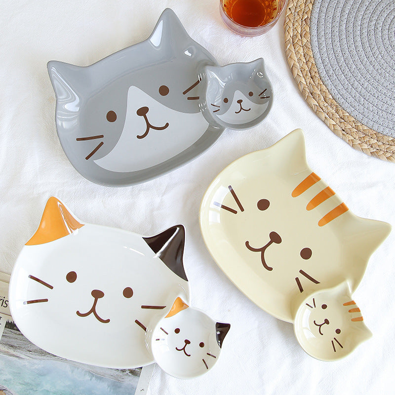 Japanese Cartoon Children's Tableware Cat Ceramic Plate