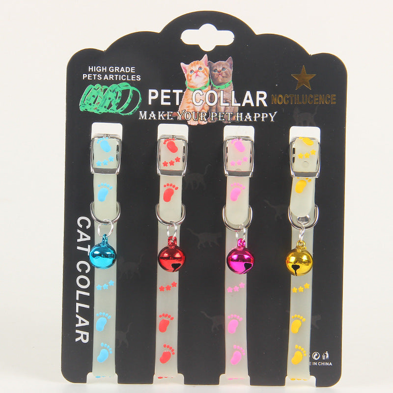 Pet Collars Cat Luminous Bell Collars Adjustable Rubber Luminous Cat Walking Supplies