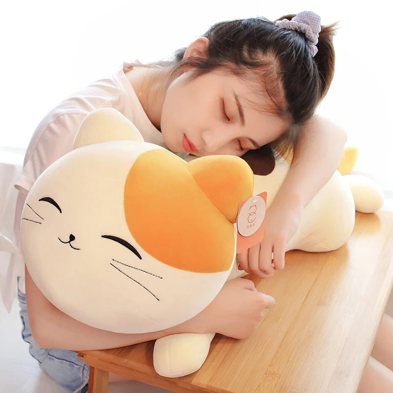 Cartoon Crouching Cat Doll Plush Toy Little Cat Doll Strip Pillow Sofa Cushion Female