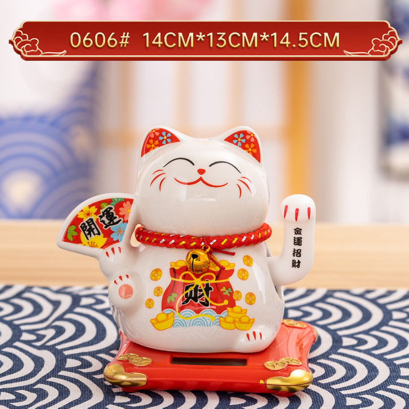 Home Chinese solar lucky cat store gifts can shake hands annual meeting gifts casual car small ornaments decorative crafts