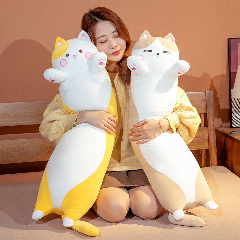 Japanese Chubby Cat Plush Toy Doll Cute Cat Pillow Children Bed Long Pillow Doll