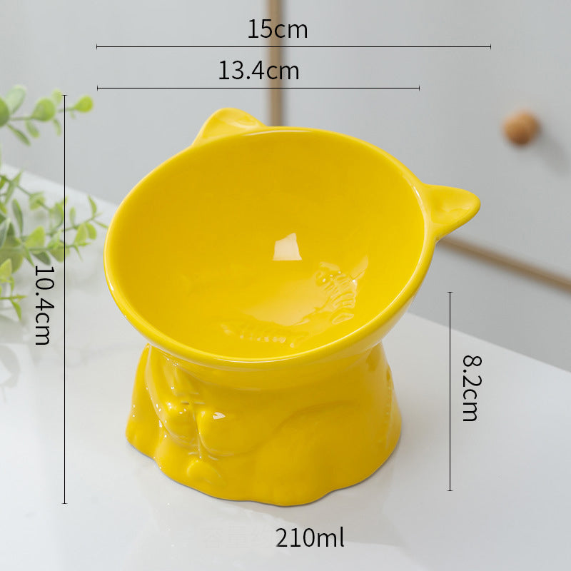 Cute Ceramic Cat Bowl Tall Cat Food Bowl