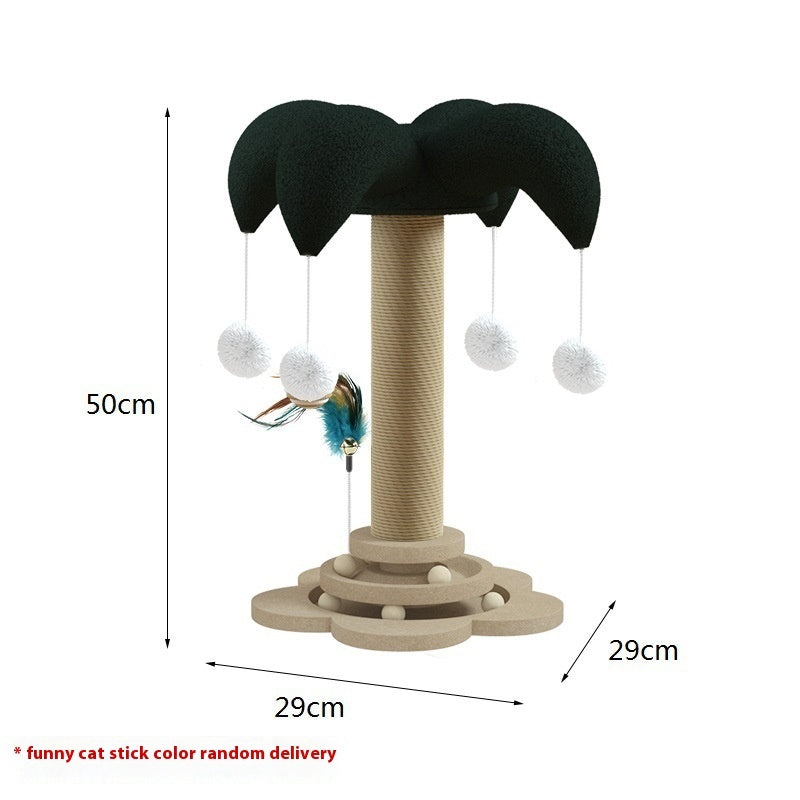 Cat Self-Hi Solid Wood Turntable Scratching Post Cat Teaser Durable Sisal Cat Climbing Frame