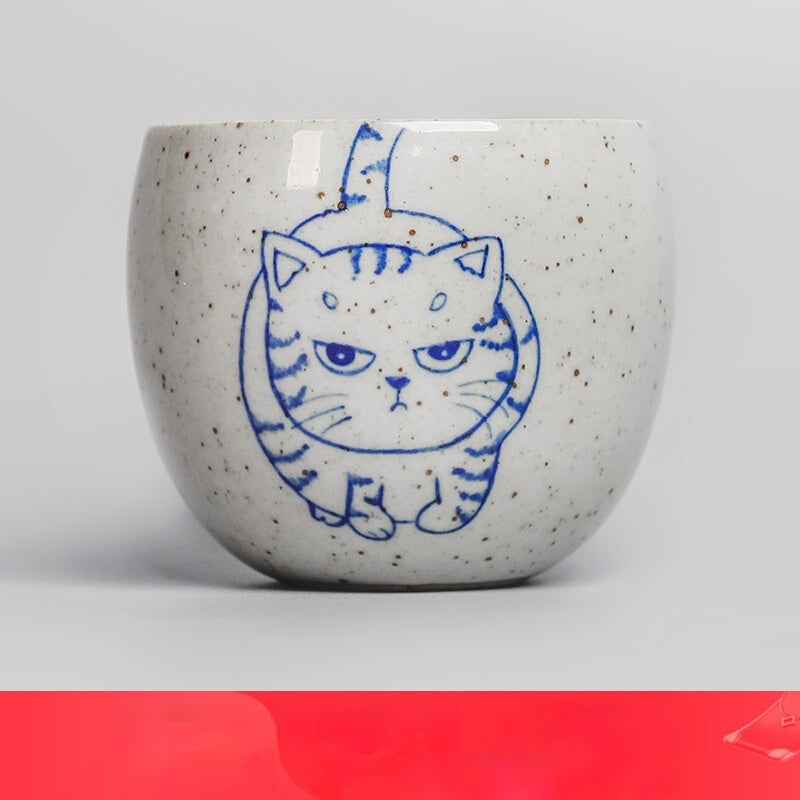 Jingdezhen Blue And White Cute Cat Tea Cup